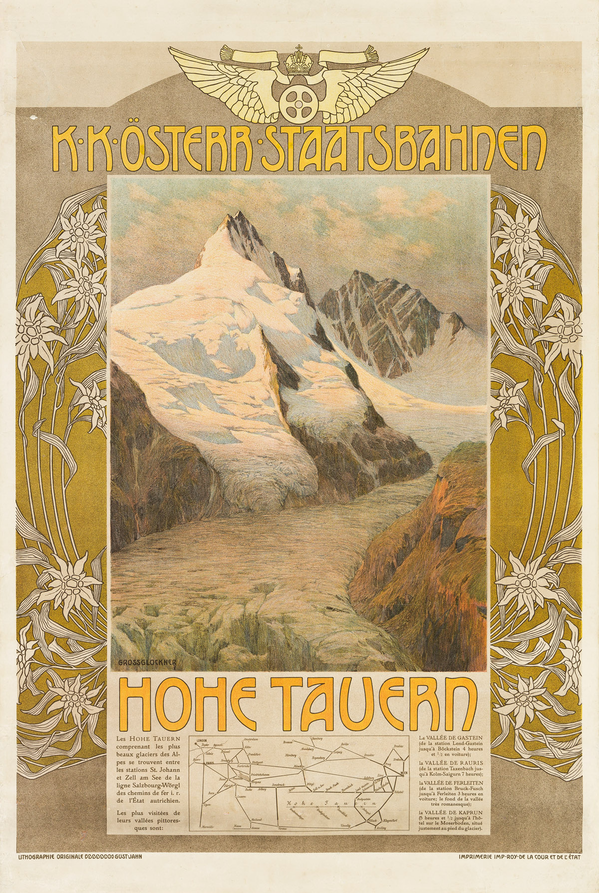 GUSTAV JAHN (1879-1919).  HOHE TAUERN. Circa 1900. 43½x30 inches, 110½x76¼ cm. K.K. Hof, Vienna.